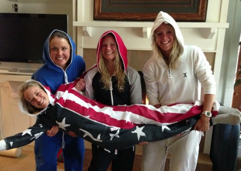 Holly, Liz, me and Sadie showing off our one-piece suits...taking cozy to a whole new level