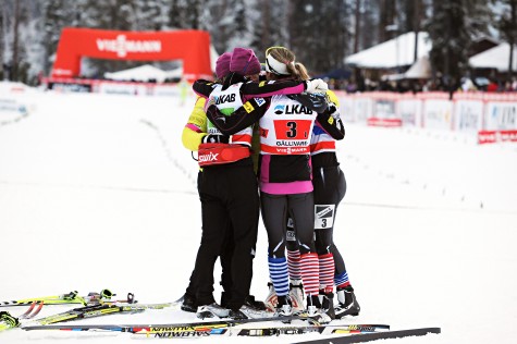 Team hug in Gallivare after the relay