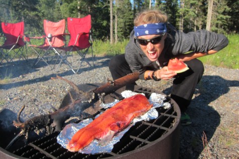Liz was psyched on the fish skins! (photo from Holly)