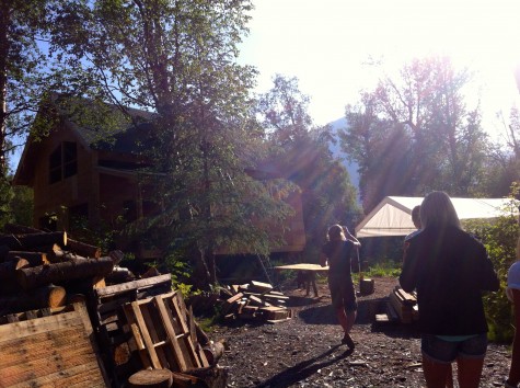 Walking out to check on the new cabin (photo from Holly)