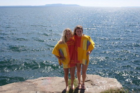 Danielle and I in our "towel ponchos" on top of the quarry