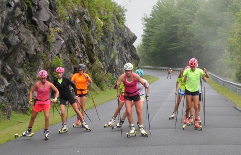 Warming up with the whole group of girls - SMST2 + SMS juniors (photo from Sverre)