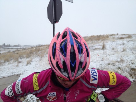 Snow-packed helmet...again! (photo from Cork)