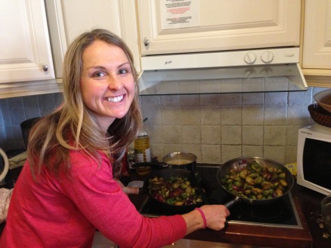 Chef Holly cooking up some brussels