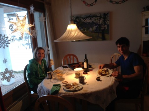 Liz and Noah with breakfast all ready