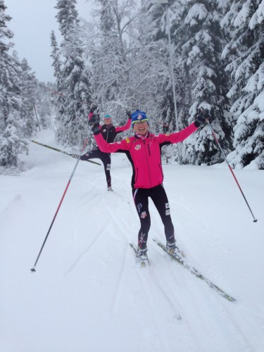 Sadie and Sophie on a really fun and beautiful training ski early in the week