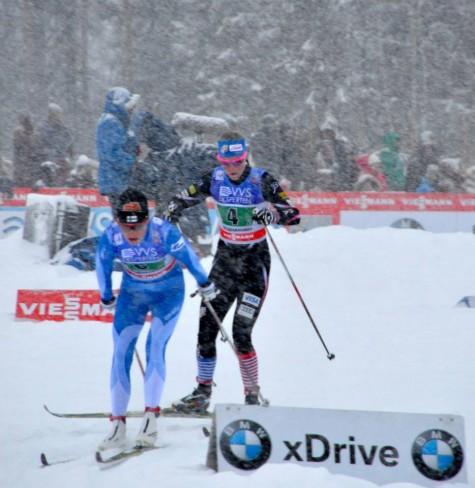 Sadie with Finland's Kyllonen in the relay (photo by Ana Robinson)