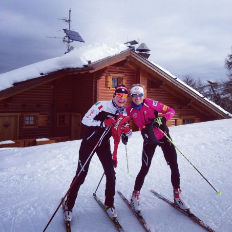 Debbie and Liz on our group ski! 