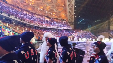 US athletes filing into the stands after our march in!