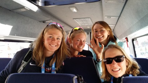 The first-time Olympians on the girls team headed out of Russia: Sadie, Me, Sophie and Ida!