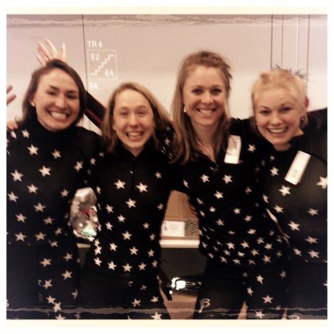 Stars and stripes on our new race suits! The rookie Olympic crew models :) 