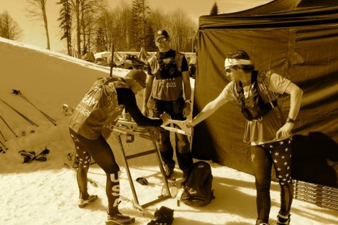 The techs were up so early getting our skis ready! Here's Peter, Randy and Cory (Holly photo)