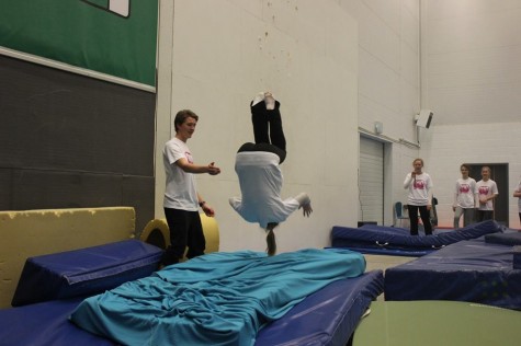 The girls got a spotter if they wanted to try a front flip off the trampoline! (photo by Kikkan)