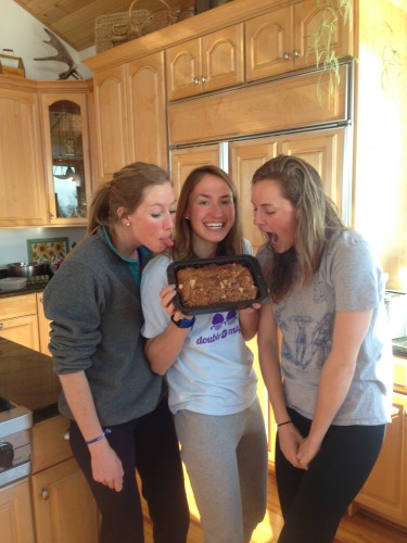 Erika, Sophie and Annie tasting the apple bread I made - I was excited to bake again!