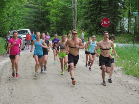 The start of our uphill running TT - a tough workout but more fun to run with others! (photo by Sverre Caldwell)