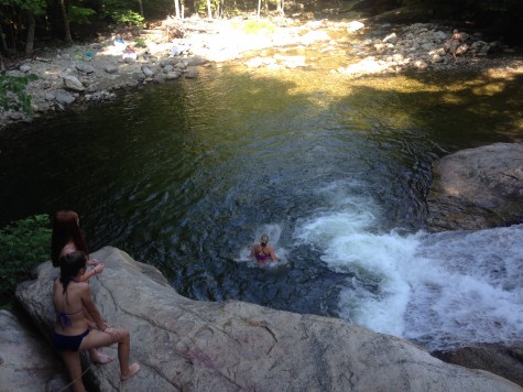 Taking a plunge into Pikes Falls to cool down after a run! (photo by Annie P.)