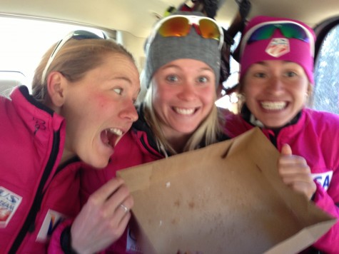 Ida, Sadie and Sophie celebrate a loooooong uphill ski with a treat!