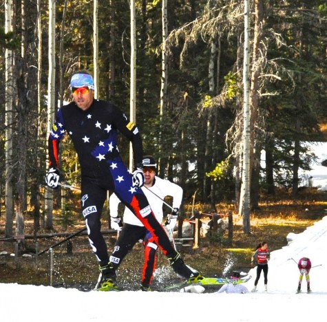 Andy and Ben, sprinting it up and showing off the new race suits for next winter!!! (photo: USSA Nordic)