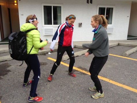 The #Annies and Erika dancing it up to a Taylor Swift song before our time trial. 