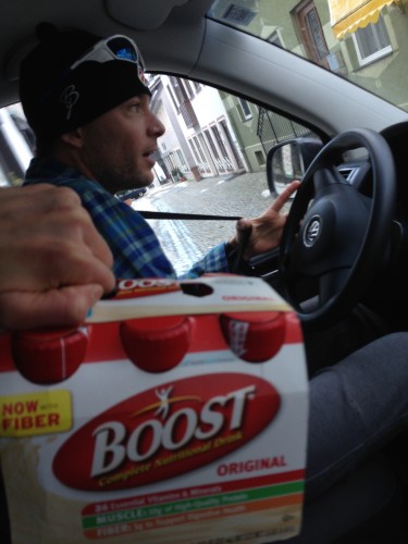Matt brought a 6-pack along for the ride. 6 pack of Boost, that is. 