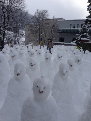 The strange "snowman terra-cotta army" in town