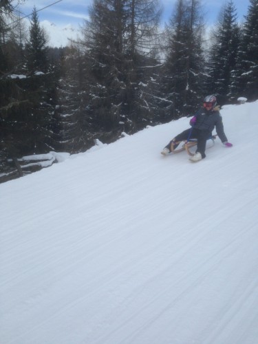 Out having fun on the amazing sled run in Davos!