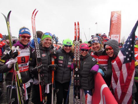 The finish pen crew right before I crossed the line: Sadie, Rosie, Caitlin, Liz, Sophie and Ida! (photo from Zuzana)