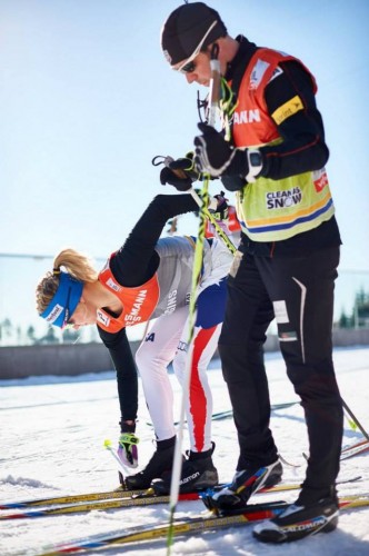 Testing skis with Cork in the days before the race (photo from Salomon Nordic)