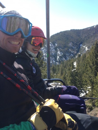 Andy and Sophie on the chairlift at Baldy mountain! 