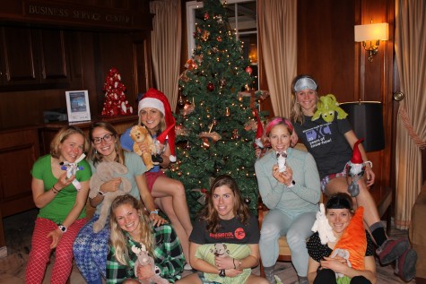 Girls team Holiday card on the road