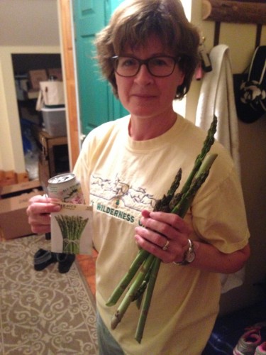 It's hard to beat eating fresh vegetables that you've grown yourself! Mom harvesting some of the asparagus. 