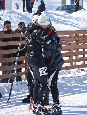 Sadie coming in with a hug after I'd had a terrible race
