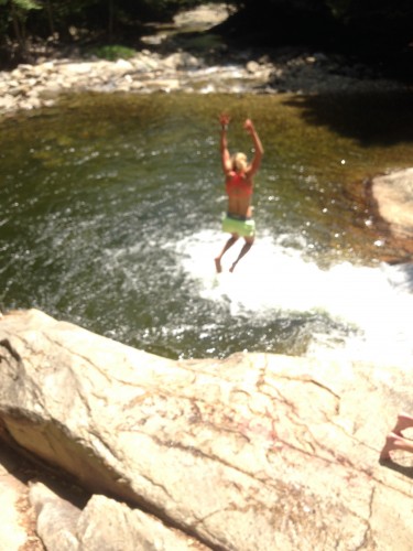 One sure way to cool down...jumping in Pikes Falls after a workout! (photo by Annie P)