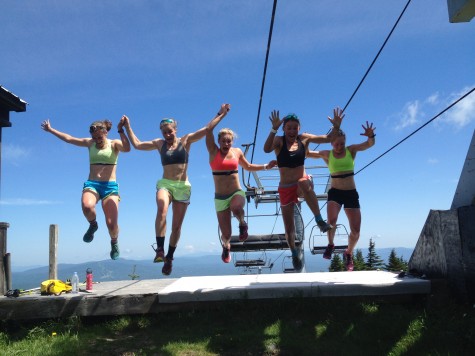 Annie, Anne, Me, Sophie and Ida giddy after finishing bounding intervals up Stratton Mountain (photo by Jason Cork)