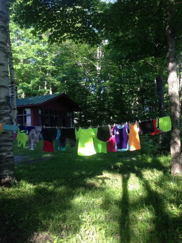 Our "prayer flags" made of workout clothes 