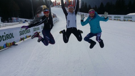 Me, Debby and Liz after a fun ski on the Toblach race course! (photo from Debby)