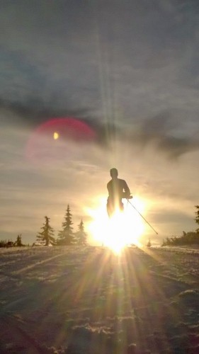 Matt took a crazy cool photo of me skiing in Sjusjøen!