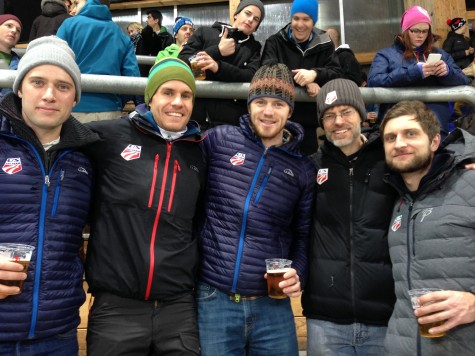 Watching a hockey game in Davos with these awesome dudes - Tim, Simi, Andrew, Kyle and Brayton. 