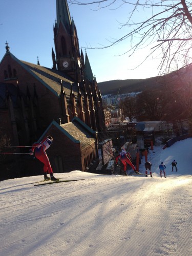 The boys at the top of the course in Drammen.