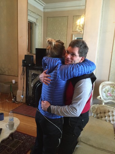 Pre-tour good luck hugs from Dad