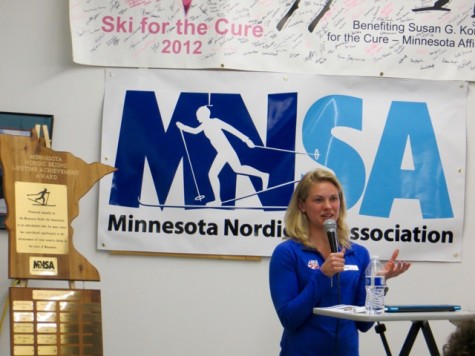 Presenting at the Minnesota Nordic Ski Association's year-end event. (photo from Bruce Adelsman)