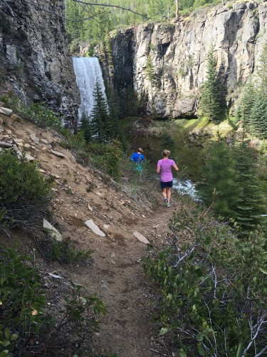 Rosie and I running to the falls (photo from Erika)