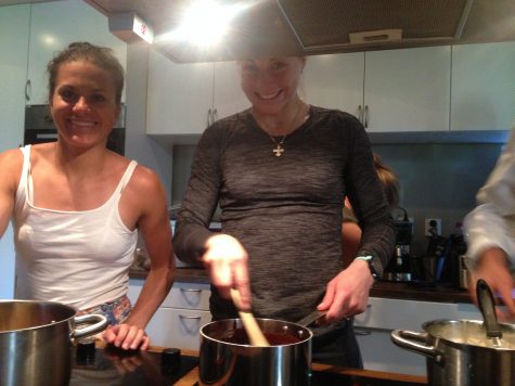 Cooking teams! Heidi and Astrid at the stove. 