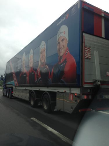 It seemed fitting that we drove past the wax truck on our way back to Oslo. 
