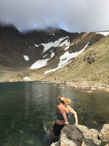 Taking a reeeeeeally cold dip in hidden lake! (photo from Sadie)