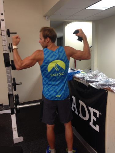 Andy testing out the new Podiumwear training tanks! Big thumbs up. 
