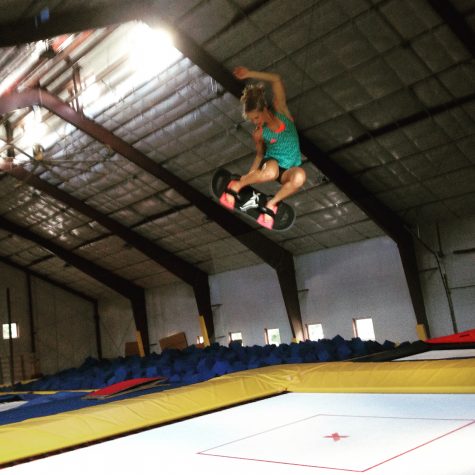 Having fun working on my balance, agility and air awareness on the trampoline! (photo by Jason Cork)