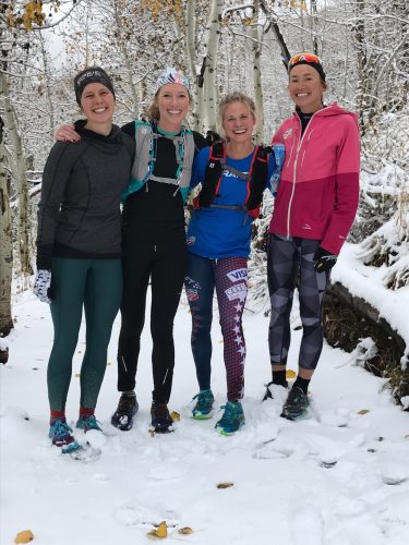 Enjoying an early snow fall with Anne, Erika, (me) and Sophie! (photo from Erika)