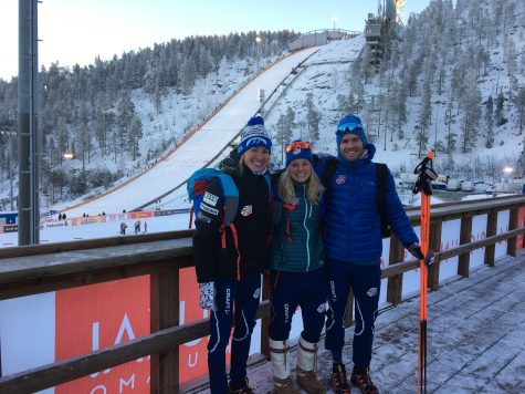 Sophie, me and Simi at the ski jump overlooking the stadium the day before the race! 