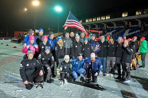 The athletes and staff after racing (and cheering) for the night tech sprints! (photo from Assar Jõepera)